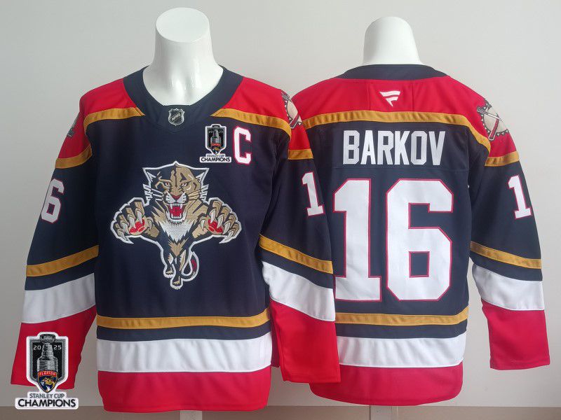 Men 2025 Florida Panthers #16 Barkov Blue Fanatics Home Premium NHL Jersey style 2->florida panthers->NHL Jersey